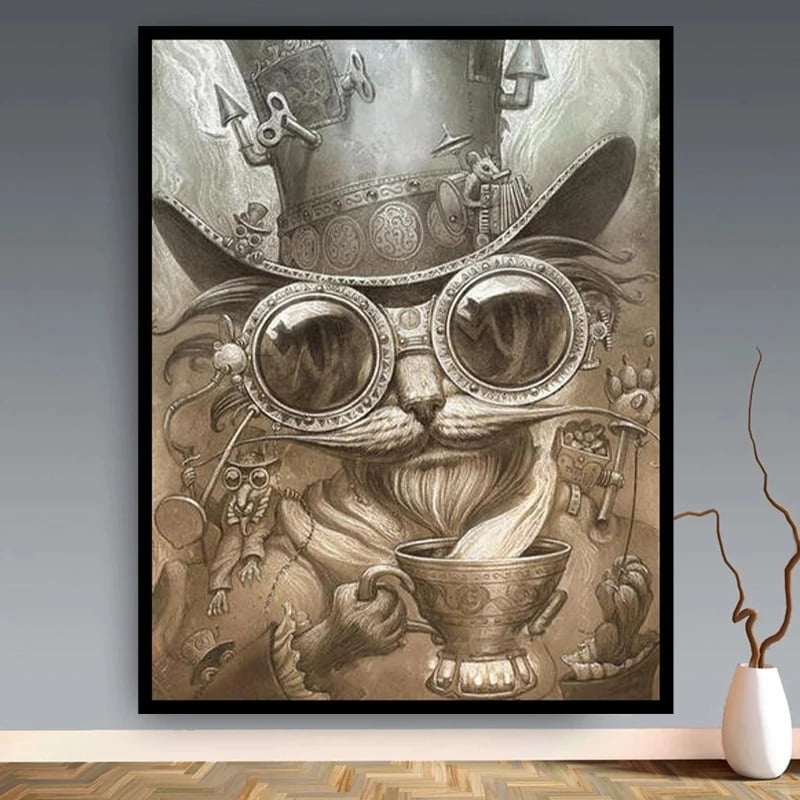 Cuadro Gato Steampunk